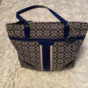 Coach gray blue canvas zipper purse